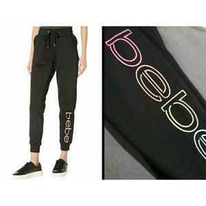 NEW bebe women's long print black Joggers plus Size 2X